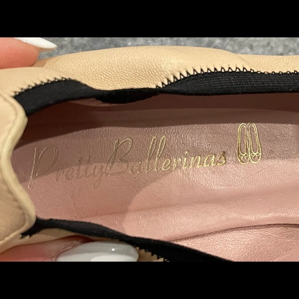 Pretty Ballerinas Classic Ballet flats in Cream & Black, Size 39 (8 - 8.5 US) - Picture 8 of 14